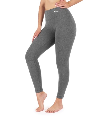 NIRLON Leggings para mujer, cintura alta, pantalones de yoga, largo hasta el tobillo, talla R y Plus - Gris - XXXL