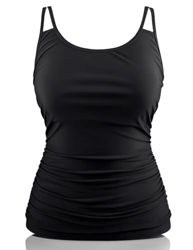 Haut de maillot tankini à armatures avec maintien élégant du ventre pour femme