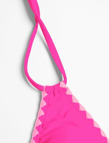 Image of ZAFUL Women Halter Dual Straps Whip Stitch Floral Triangle Bikini Swimsuits