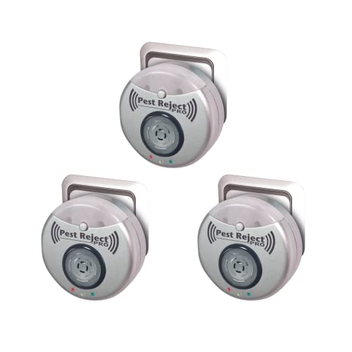 Pest Reject Pro - Lot de 3 - VENTEO - Répulsif nuisibles Repulse Power - Ultrasons et électromagnétisme - Couleur Gris – Couverture de Votre Maison de 200m²