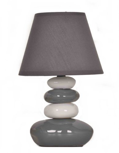 Lampe de table Galets Gris et Blanc - Chevet Abat jour gris