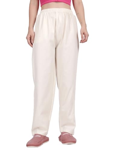 Image of KRYPTIC Women's 100% Pure Cotton Woven Pyjama | Mid Rise Relaxed Fit Full Length Nightwear Pant with Elasticated Drawstring Waistband & Side Pocket | Comfortable Lounge, Sleepwear & Casual Bottom Wear