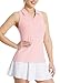 baleaf Womens Golf Shirt Sleeveless Tennis Tank Tops V-Neck Racerback Polo Collar UPF Pink S