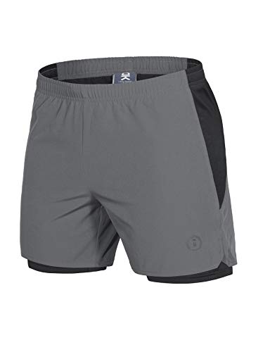 Little Donkey Andy Womens Running Workout Athletic Shorts with Mesh Liner,Zipper Pocket, Breathable and Moisture Wicking Gray/Black Size S