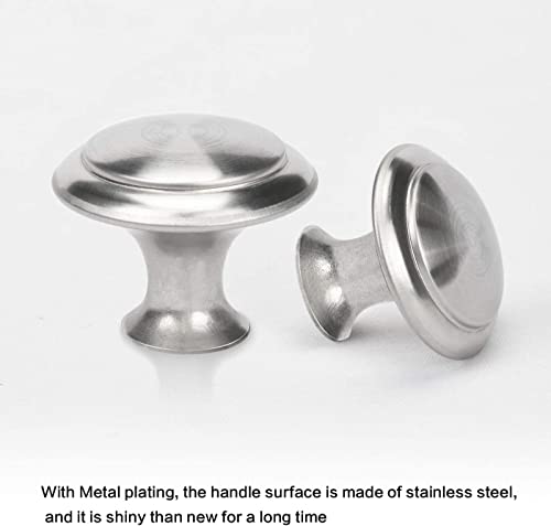 profiwoab 10 Pcs Fashion Drawer Knobs Wardrobe Cupboard Door Handles 27mm Modern and Simple Round Furniture Kitchen Knobs with 10 Screws Silver - Image 3