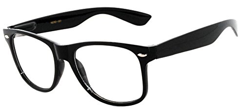 Clear Lens Vintage Sunglasses 80's Style with Black Frame Unisex