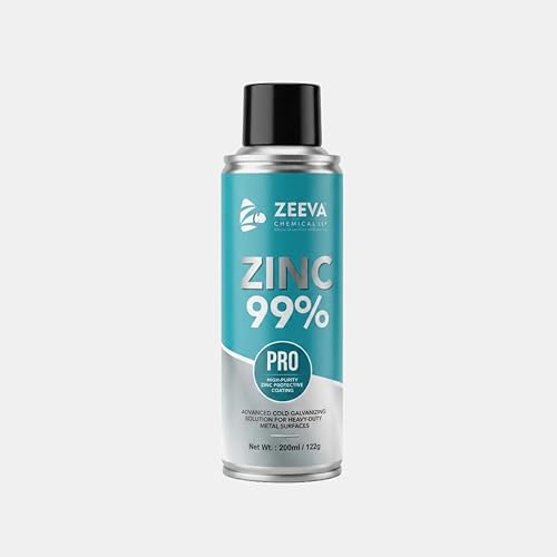 Image of ZEEVA 99% Zinc Acrylic Spray Paint| Cold Galvanizing Spray | Anti-Rust Zinc Coating | Excellent Anticorrosive Protection | Heat & Weld Resistant | Fast Dry | Metal, Auto, Industrial Use (200ml)