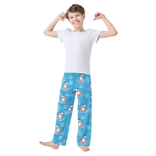 Shark Don't Forget to Have Fun Boys Long Pants Soft Trousers Elastic Waist Kids Lounge Bottoms with Pockets S-XL2