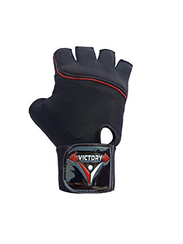 Image of Victory Gym Gloves for Men with Wrist Support Accessories, Gym Gloves for Women for Weightlifting, Gloves for Gym Workout for Training, Exercise, Cycling Gloves, Bike Sports Gloves (Red)