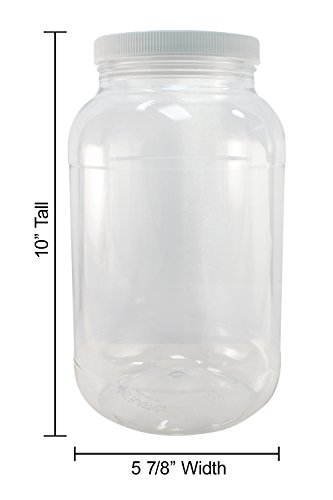 Pinnacle Mercantile 1 Gallon Plastic Jars with Screw on Lined Lids 2 Pack Wide Mouth Food Storage Containers