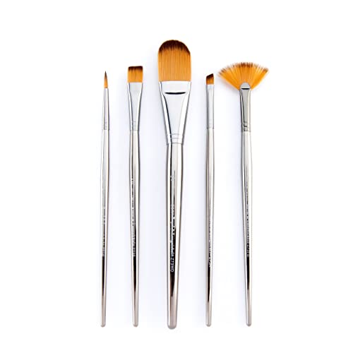 Royal & Langnickel Zen 5Pc Standard Handle Brush Set, Includes - Oval Wash, Angular, Shader, Fan & Round Brushes #TOP23