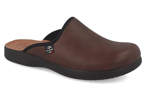 Fly Flot | Classic Man - Zapatillas para hombre clásicas, Zapatillas con Empeine Stretch adaptable de Microfibra Elástica, Plantilla de Microfibra, marrón, 43 EU