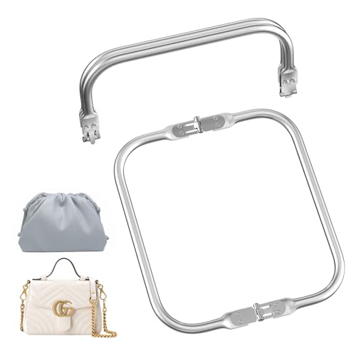 Mture 2 cierres de marco de bolsillo de 200 × 90 mm, cierre en forma de U, marco de tubo de aluminio plateado, accesorios para manualidades, costura, artesanía, bolsas de cenas