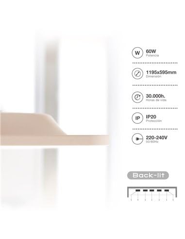 Pannello LED da incasso "Luena" (60W 6000K 4400lm) IP20 1195x295x30mm colore nichel