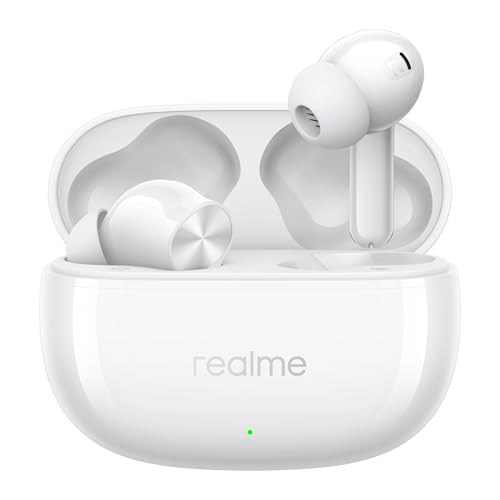 Image of realme Buds T200x True Wireless Earbuds with 12.4mm Dynamic Bass Drivers, 25 dB ANC, Quad Mic, 45ms Latency, Upto 48 Hrs Playback, Fast Charge, IP55 Rated, BT 5.4 (Moonlight White)