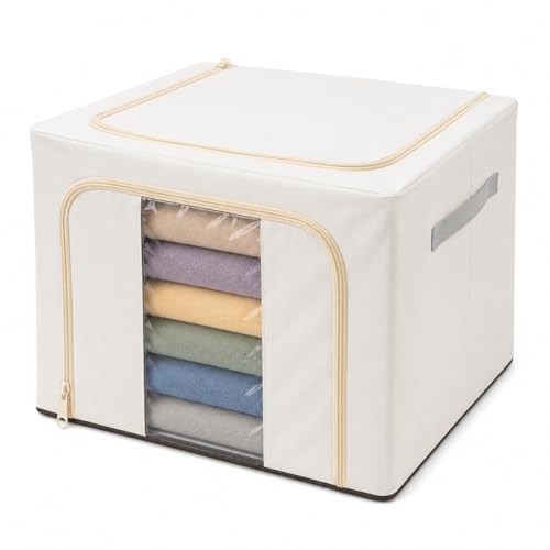 Image of DecorTwist Cloth Storage Organiser Box with Zipper Window | Foldable Wardrobe Storage | Dustproof & Stackable Style 15 (Style 13, Pack of 2)