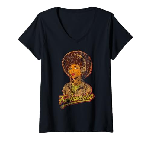 Mujer 70s Funk Afro Mujeres Soul Retro Vintage Style Graphic Camiseta Cuello V