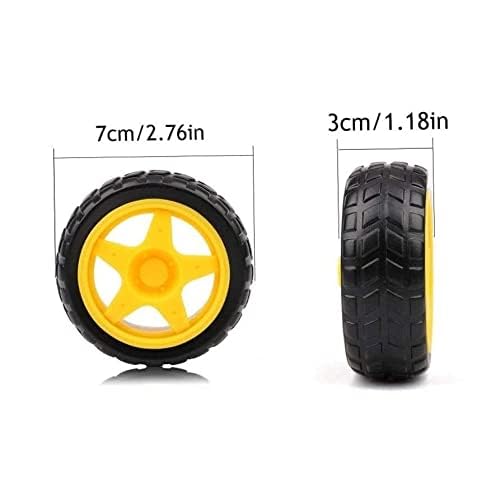 SP Electron 65mm X 35mm Yellow Gear Motor Wheels Tyre for Robot Smart Car BO Motor - 6 Pcs Set 1