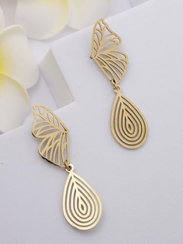 Image of Scintillare by Sukkhi Stylish Stainless Steel Butterfly Dangler Earring Jewellery for Women & Girls|Anti Tarnish Jewellery|Gifts for Wife Girlfriend Mother Sister