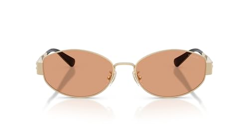 COACH Womens HC7192D Low Bridge Fit Oval Sunglasses Shiny Light Gold/Light Brown Solid 57 mm