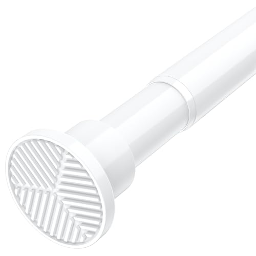 ZYLMSC White Tension Rods 28 to 84 Inch 1Heavy Duty Spring Tension Curtain RodNo Slip No Drill Adjustable Shower Tension Curtain Rod for Bathroom Window Closet & Wardrobe