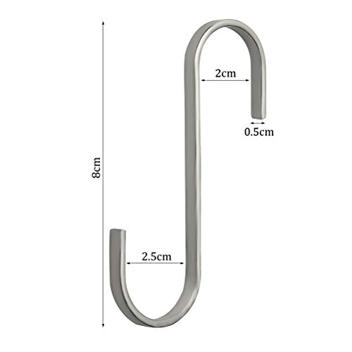 Nuosen S Shaped Hanging Hooks - 10 Pcs Stainless Steel Flat S Hooks for Kitchen, Bedroom and Office - Heavy-Duty Pan Hangers