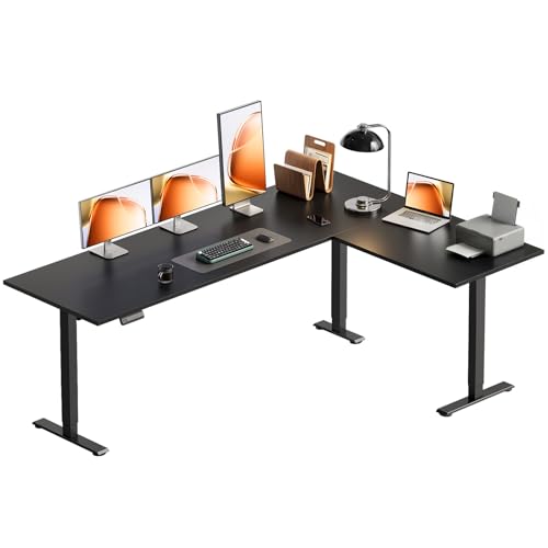 Image of OffiGo 71 Inch Reversible L Shaped Electric Standing Desk, Black