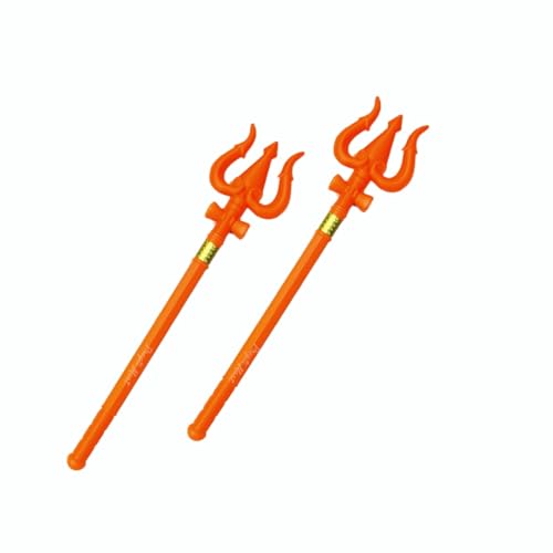 Vidhyapati Enterprises Plastic Shiv Trishul Toy for Kids | Weapon Role Play Action Figure Toys | Fancy Dress Competition Toys | Ramleela Toys | Orange Color | H-52 CM | 2 Pcs Combo | Age 2+