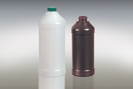 Qorpak PLC-03741 Nylon/PE Modern Round Bottle with 28-400 Green Thermoset F217 and PTFE Lined Cap, 16 oz, Natural (Pack of 24)