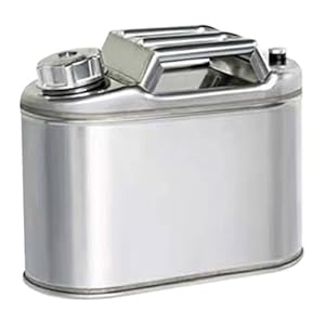 Kraftstoffkanister Edelstahl Camping Kraftstoffkanister mit Ölrohrstabildose mit 3 Griffen für Campingboots oder Motorrennen 5L