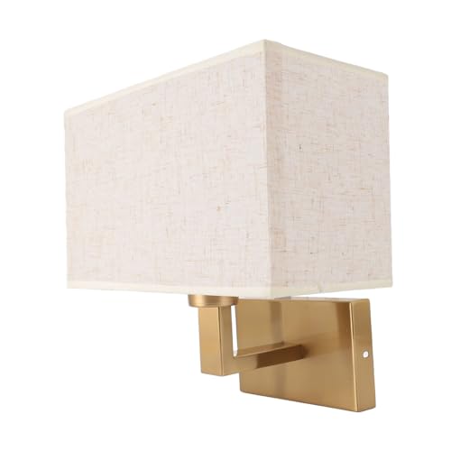 ERYUE Lámpara de Pared de Lino, Elegante y Moderna Lámpara Nocturna para Dormitorio, Sala Estar, Estudio, Luz Nocturna Interior, Montaje en Cabecera, Hierro Gris