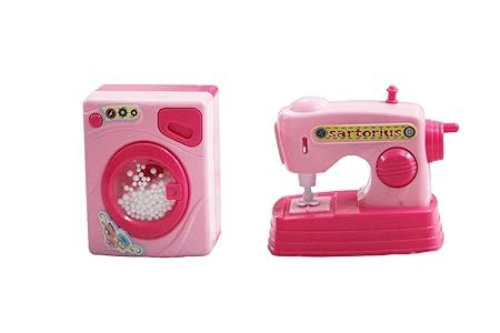 Kitchen Play Set for Girls – Battery Operated Pink Home Appliance Toys with Iron, Vacuum Cleaner, Sewing Machine & Washing Machine – Pretend Play Household Set - Image 6 thumbnail