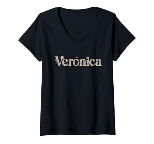 Mujer Veronica Nombre Personalizado Flor Botánica Personalizada Mujeres Niños Camiseta Cuello V