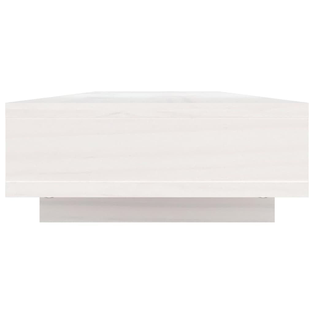 Supporto per monitor bianco in legno di pino massiccio, 100 x 27 x 14 cm, supporto da scrivania per computer, laptop, schermo e notebook, organizer con ripiano per ufficio, home office e