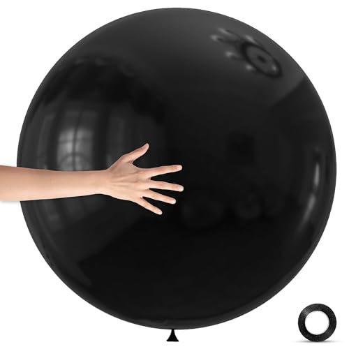 Image of 5Pcs Black Big Balloons 36 Inch, Round Large Latex Party Balloons for Birthday Wedding Decorations