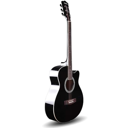 Image of Kadence FNTR-BLK Frontier 40 inch Acoustic Guitar | Grand Auditorium Cutaway | Comes with Bag, Set Of Strings, Strap, Picks | Includes Learning Course | Glossy Black