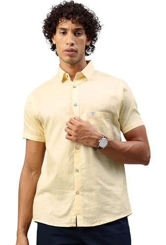 Image of Majestic Man Men Slim Fit Pure Cotton Solid Half Sleeve Casual Shirt