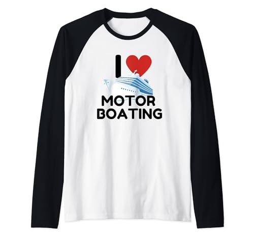 Retro I Love Motor Boating Vintage Boat Funny Women Men Gift Maglia con Maniche Raglan
