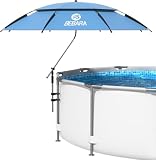 Bebara 7FT Above Ground Pool Umbrella – 360° Tilting Double-Layer Canopy & Height Adjustable, UPF 50+ Sun Protection for Above Ground Pools, Patio, Beach & Outdoors-Blue