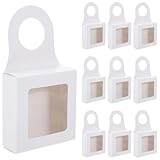 Toyvian 25 Cajas Kraft Plegables para Botellas de Vino con Ventana Transparente, Organizador Vintage para Obsequio y Embalaje, Caja Colgante de Color Claro para Almacenamiento y