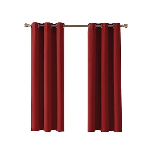 Home In Style 4U Thermal Insulated Blackout Curtains for Bedroom Windows Red Curtains 46 width x 54 drop 2 Panels Ring Top Eyelet Super Soft Blackout Eyelet Curtains for Living Room