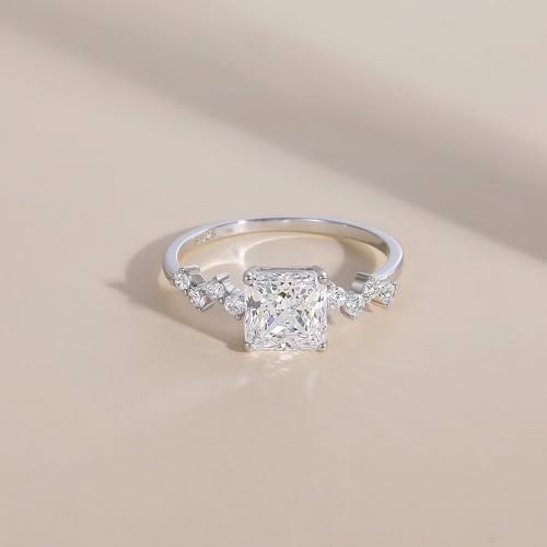 EAMTI 2.5CT Princess Cut 925 Sterling Silver Engagement Rings for Women Cubic Zirconia Wedding Bands Promise Rings for Her Size 4-102