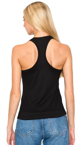 KNIT RIOT Women’s Racerback Tank Top – Sleeveless Scoop Neck Slim Fit Soft Casual Yoga Active Gym Workout Running T Shirts KR297 Black M