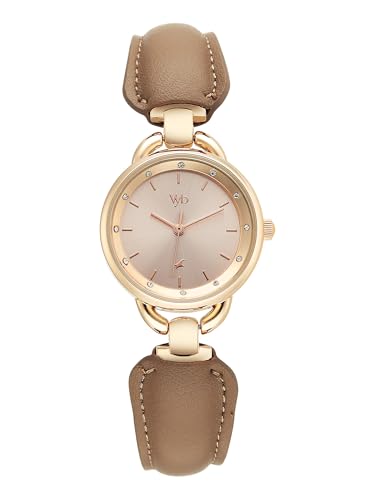 Image of Fastrack Vyb Muse with Quartz Analog Rose Gold Dial Rose Gold PU Leather & Alloy Strap Watch for Girls - FV60114WD01W
