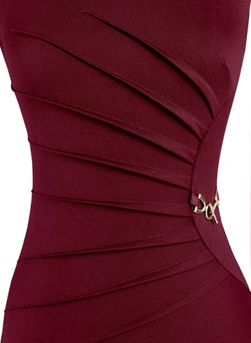 Image of VFSHOW Womens Work Office Business Casual Sleeveless Ruched Elegant Professional Church Cocktail Party Pencil Sheath Dress