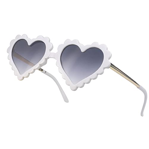 Girls Heart Sunglasses for Toddler Party Beach, UV 400 Protection Heart Flower Glasses Age 2-7