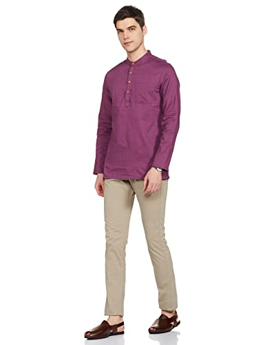 Image of Amazon Brand - Symbol Men's 100% Cotton Solid Short Length Casual Kurta - Regular Fit (Available in Plus Sizes)