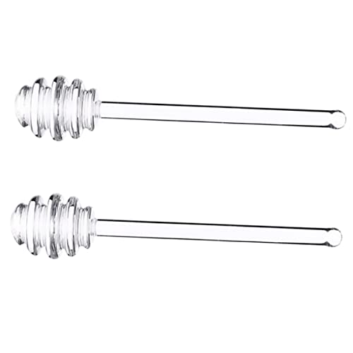 FUNOMOCYA 2pcs Honey Stirrer Stirring Stick for Honey Coffee Stirrers Honey Spoon Dipper Honey Jars Dipper Honey Stirring Spoon Coffee Syrup Jam Honey Stir Sticks Transparent Glass re-usable