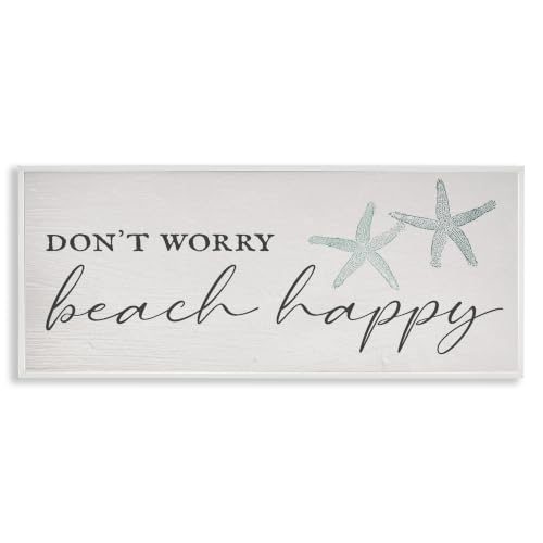 Beach Happy Nautical Affirmation, 13 x 30 Inch Framed Giclée Print