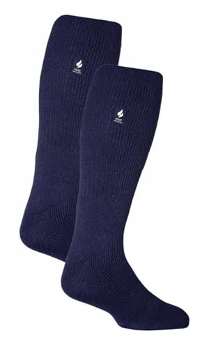 HEAT HOLDERS 2 Pack Mens Knee High Thermal Socks Warm Thermal Cosy Long Socks for Winter (6-11, Navy)